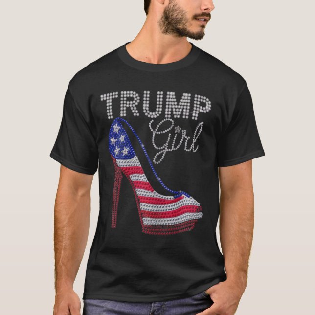 Trump Girl Stilettos High Heel American Flagga Bli T Shirt (Framsida)