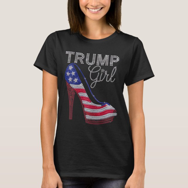 Trump Girl Stilettos High Heel American Flagga Bli T Shirt (Framsida)