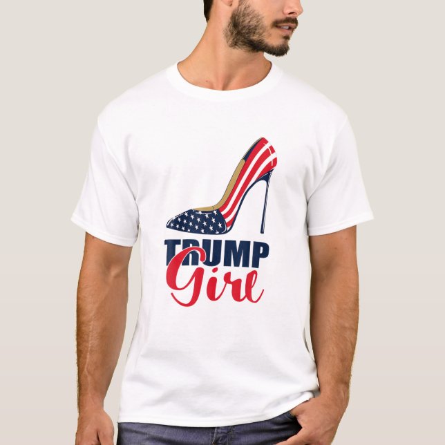 Trump Girl Stilettos High Heel American Flagga Tru T Shirt (Framsida)