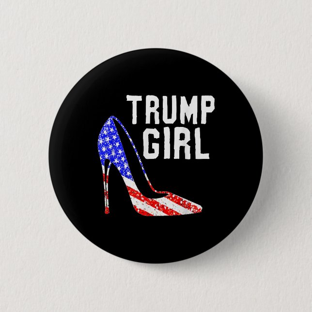 Trump Girl Trump 2025 Val American Flagga Knapp (Framsida)