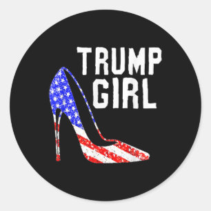 Trump Girl Trump 2025 Val American Flagga Runt Klistermärke