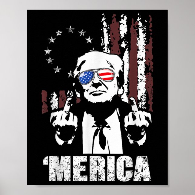 Trump Glad 4:e Juli Trump Amerikansk Flagga 8  Poster (Framsidan)