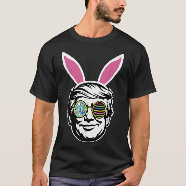Trump Glad påsk Bunny Egg Hunt Vår Funny Skutt T Shirt (Framsida)