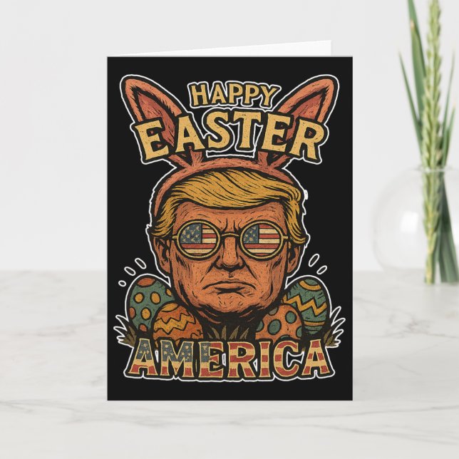 Trump Glad Påskharen Äggjakt Vår Rolig Hopp Kort (Framsida)