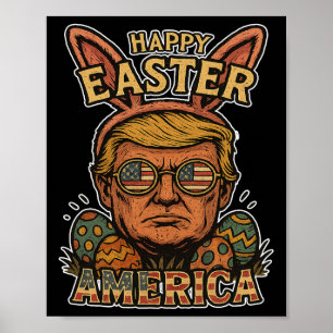Trump Glad Påskharen Äggsökning Vår Rolig Hopp Poster