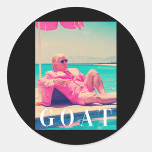 Trump Goat Summer 2024 Retro Funny Rosa Donald Tru Runt Klistermärke