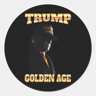 Trump Golden Age Silhouette 45 47 Golden Tie Runt Klistermärke
