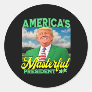 Trump Golfer America's Masterful President Manar W Runt Klistermärke