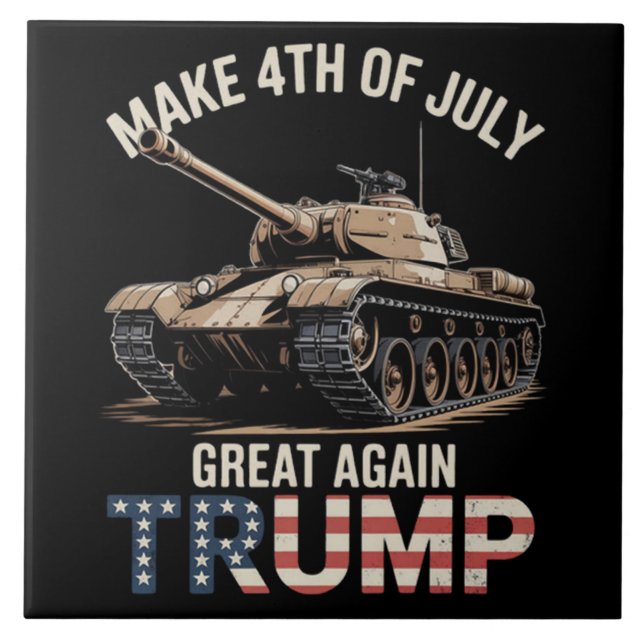 Trump gör 4 juli fantastiskt igen med militär kakelplatta (Framsidan)
