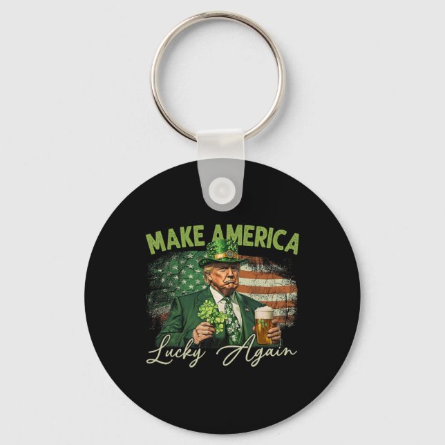 Trump Gör Amerika Lucky Igen St Patrick's Day Sh Nyckelring (Framsida)