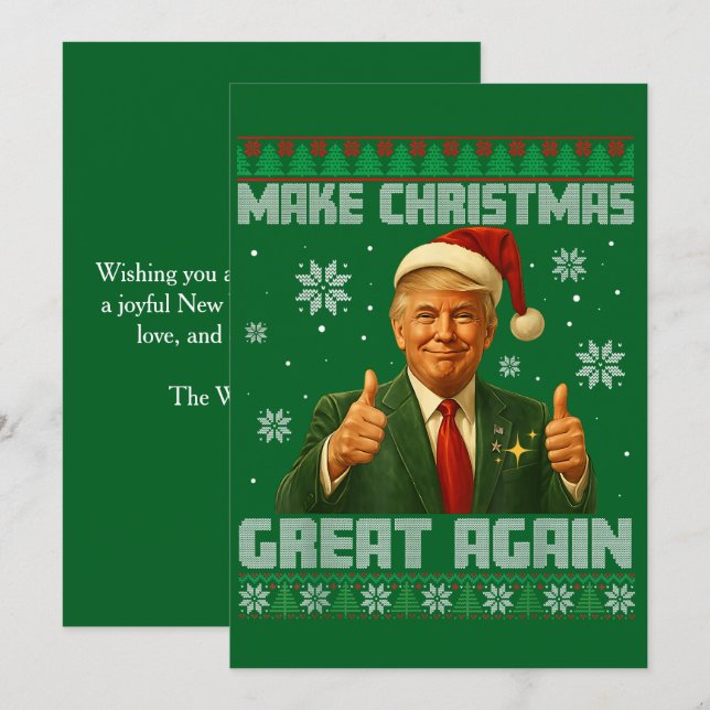 Trump Gör jul Underbar igen Grönt Julkort (Fram/baksida)