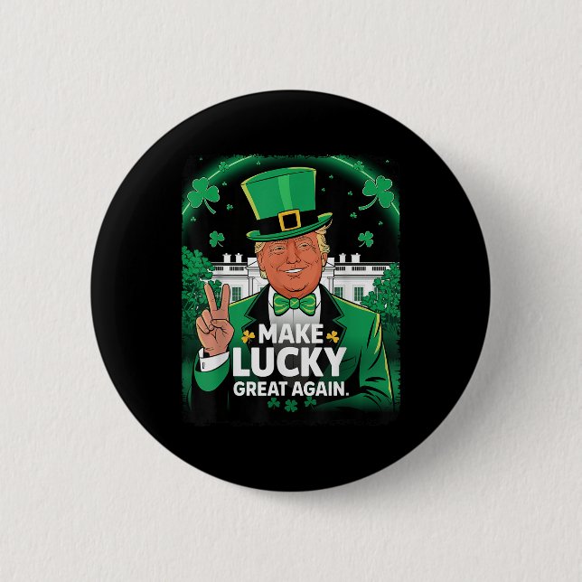 Trump Gör Lucky Underbar igen, St patricks day Knapp (Framsida)