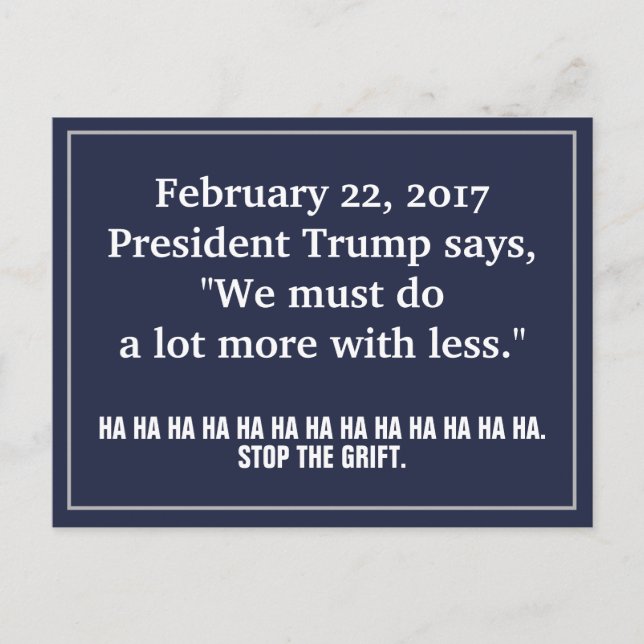 Trump Gör Mer Med Mindre Regering Stopp Svindeln Vykort (Framsida)