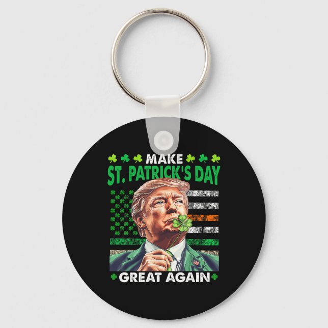 Trump Gör St Patricks Dag Stor Igen Irländsk Ameri Nyckelring (Framsida)