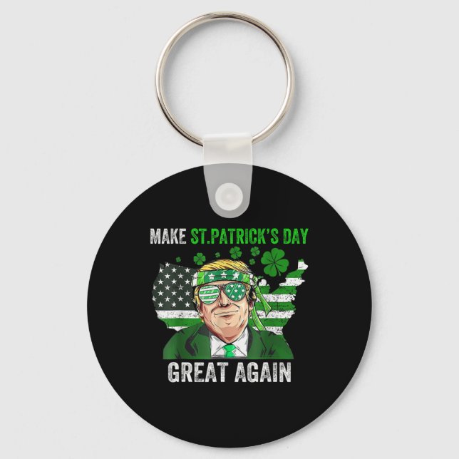Trump gör St Patricks Day fantastisk igen Rolig Tr Nyckelring (Framsida)