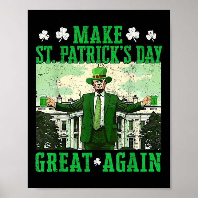 Trump Gör St patricks day Underbar igen Shamrock Poster (Framsidan)