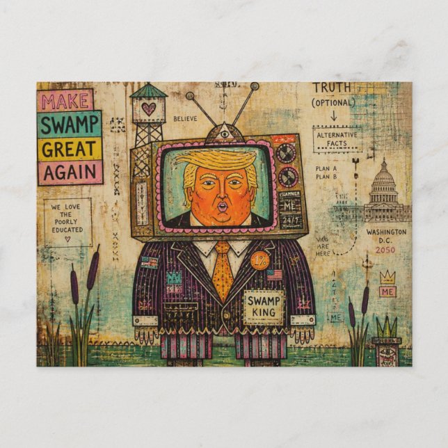 Trump gör träsken bra igen blandad media vykort (Framsida)