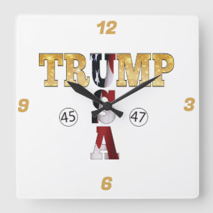 Trump Guld ⛳ Presidenten USA 45 47 🏆 Fyrkantig Klocka