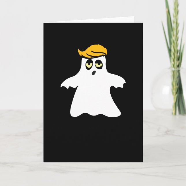 Trump Hair Ghost Halloween Costume Cute Superskoj Kort (Framsida)