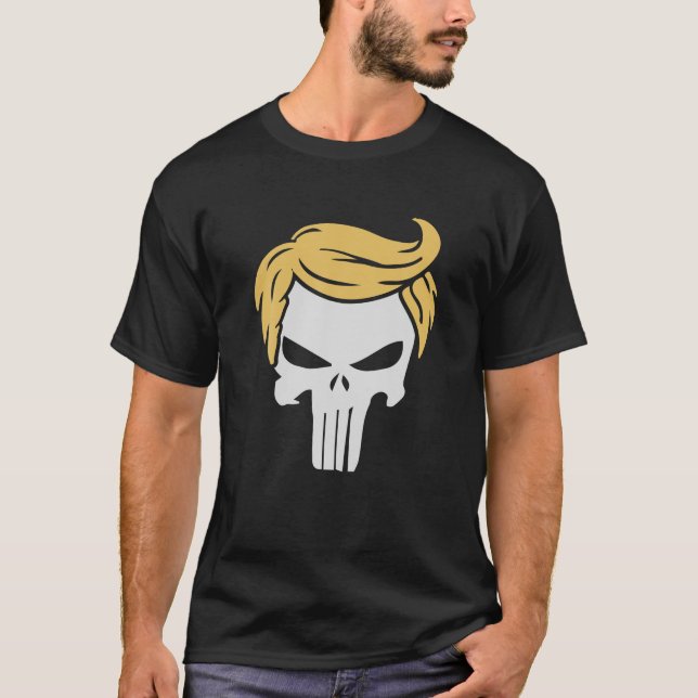 Trump Hair Skull Shirt Funny Trump Gift T Shirt (Framsida)