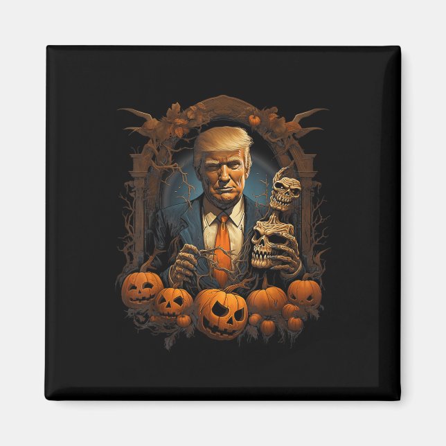 Trump Halloween Costume Scary President Pumpkin Gi Magnet (Framsidan)