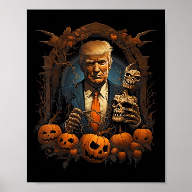 Trump Halloween Costume Scary President Pumpkin Gi Poster (Framsidan)