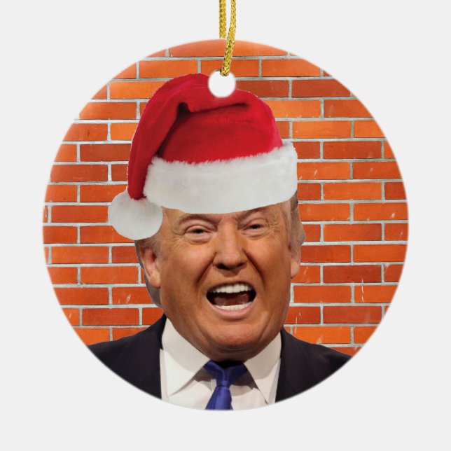 Trump, han vill bara ha sin mur julgransprydnad keramik (Framsidan)