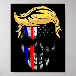 Trump Hår Skalle Halloween Trump Huvud 4:e Juli  Poster