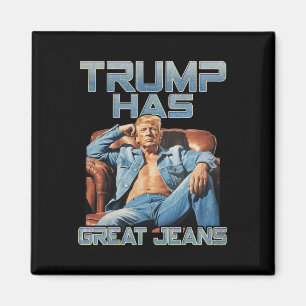 Trump Har Stora Jeans Rolig Grafisk Retro Denim Mi Magnet