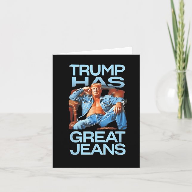 Trump Har Stora Jeans Roliga Politiska Humorpresen Kort (Framsida)