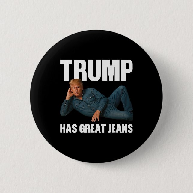 Trump Har Stora Jeans Roligt Meme-uttryck  Knapp (Framsida)