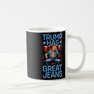 Trump Har Stora Jeans Roligt Retro Denim Meme Poli Kaffemugg