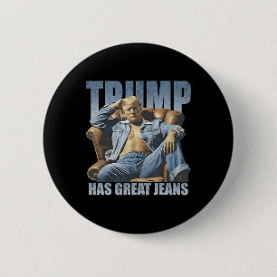 Trump Har Stora Jeans Roligt Retro Knapp