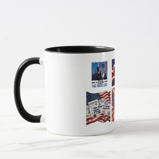 Trump historisk händelse patriotisk väljarhjälte. mugg (Vänster)