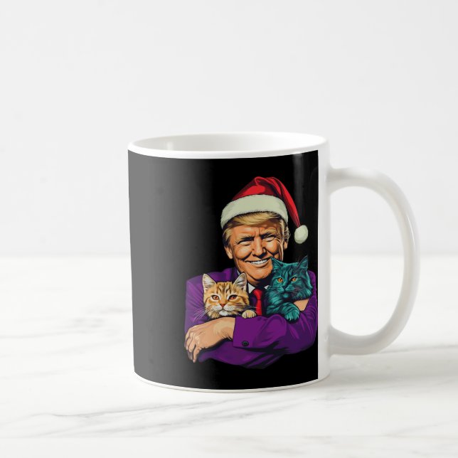 Trump Holding Cats God jul Festive Funny Kaffemugg (Höger)
