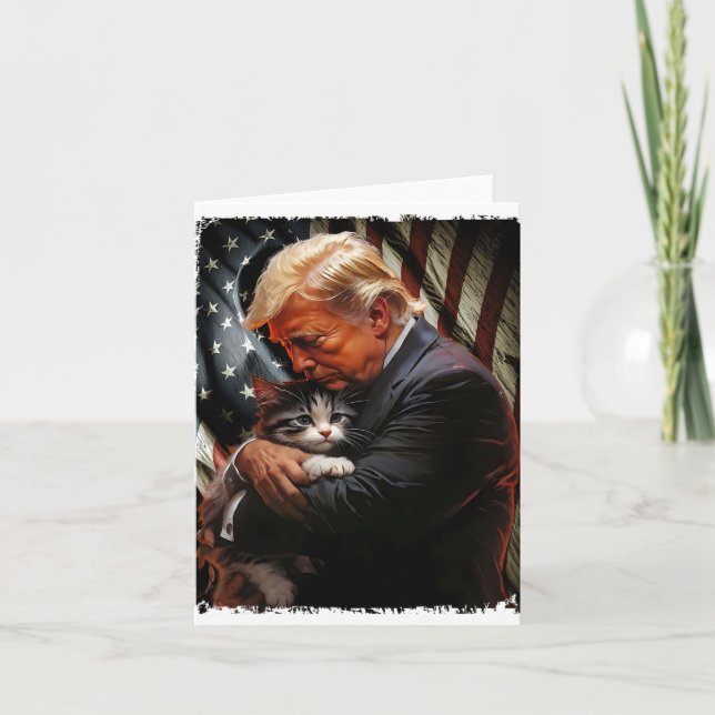 Trump Holding Cats God jul Festive Funny Kort (Framsida)