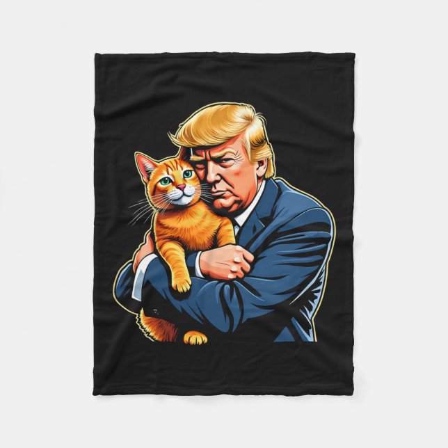 Trump Hugger Orange Cat Funny 2024 Valminne Fleecefilt (Framsidan)