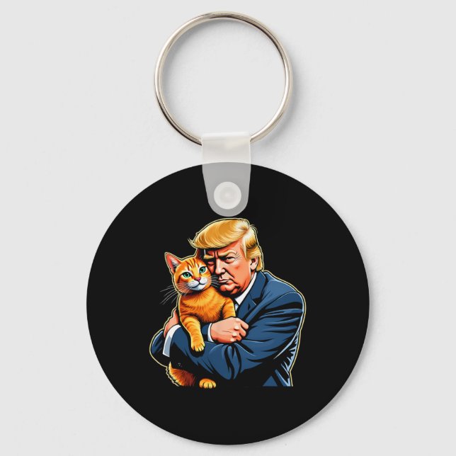 Trump Hugger Orange Cat Funny 2024 Valminne Nyckelring (Framsida)