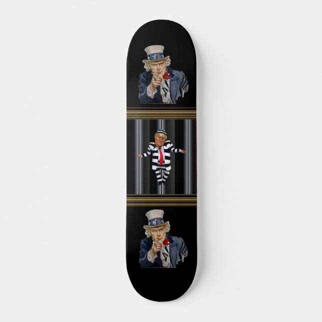 Trump i fängelse bär skateboard (Framsida)