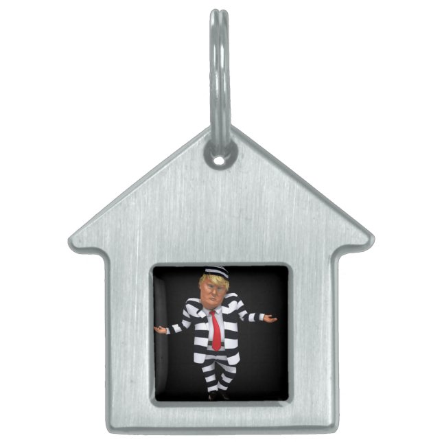 Trump i fängelsekläder ID-bricka husdjur (Framsidan)