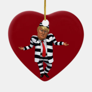 Trump i fängelsekläder julgransprydnad keramik