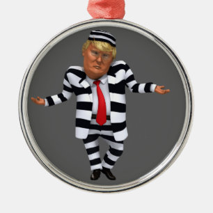 Trump i fängelsekläder julgransprydnad metall