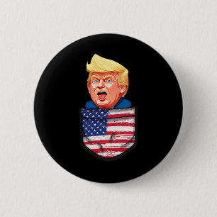 Trump i fickan USA-flagga Rolig Trump 2024 Patriot Knapp