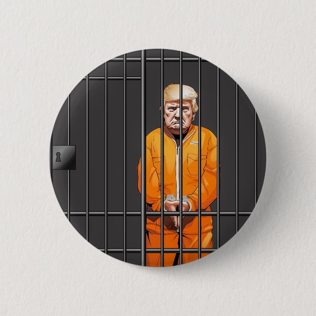 Trump i jail Button 2 1/4 tum Knapp (Framsida)