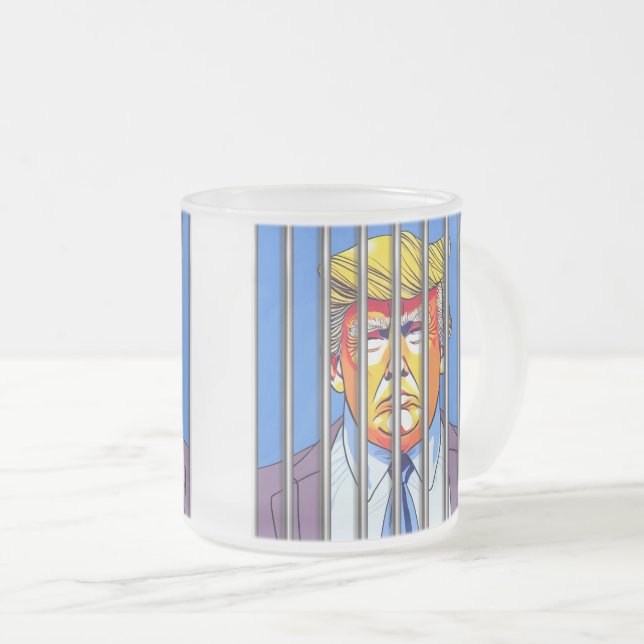 Trump i Jail Frosted Glass Mugg, 10 oz Frostad Glasmugg (Framsida höger)