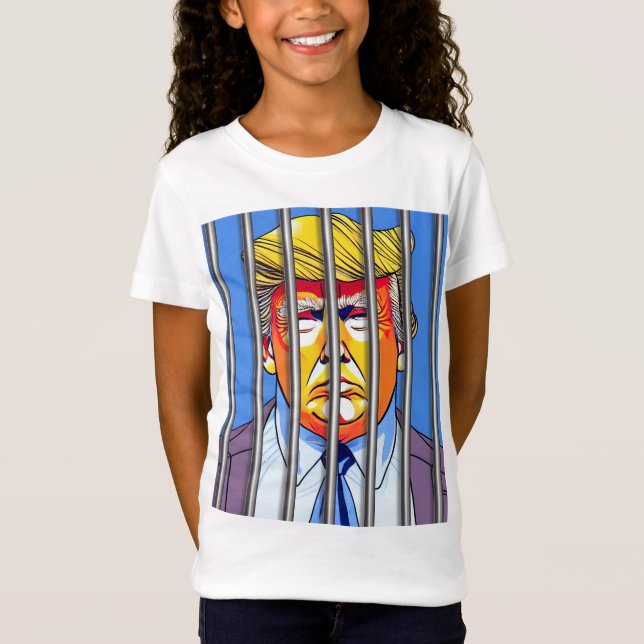 Trump i Jail Girls Bra Jersey T-Shirt (Framsida)