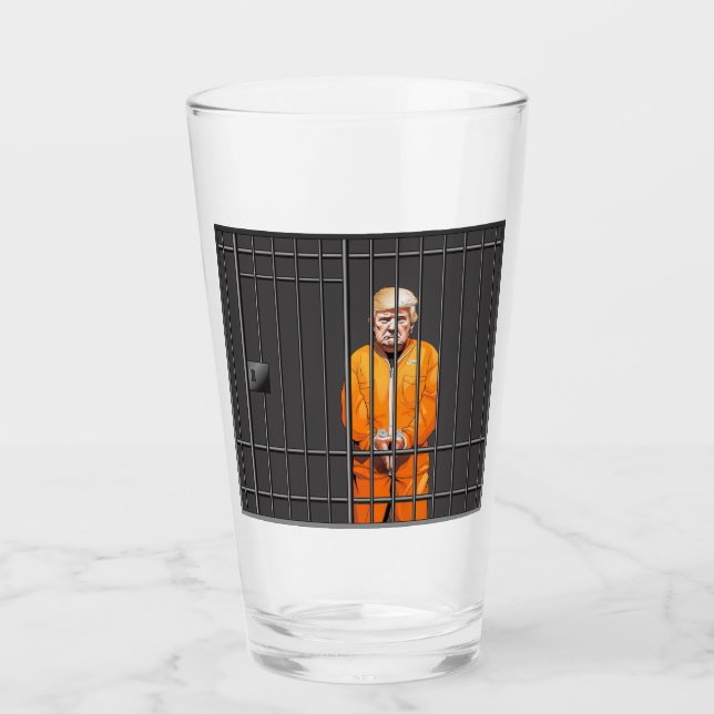 Trump i Jail Glass Tumbler Glaskopp (Framsida)
