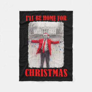 Trump i Santa Hat jag kommer hem till julfonen Fleecefilt