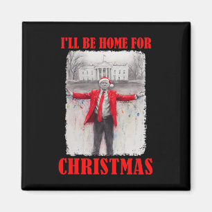 Trump i Santa Hat jag kommer hem till julfonen Magnet