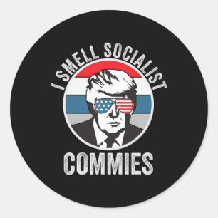 Trump I Smell Commies Politiskt humor Runt Klistermärke